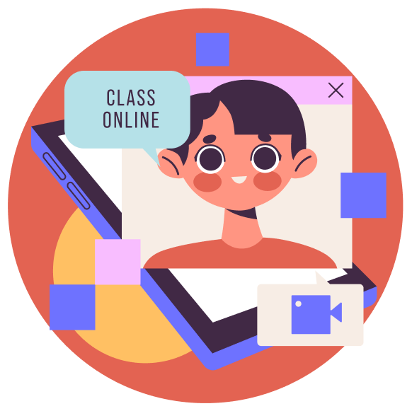 Student in an online class